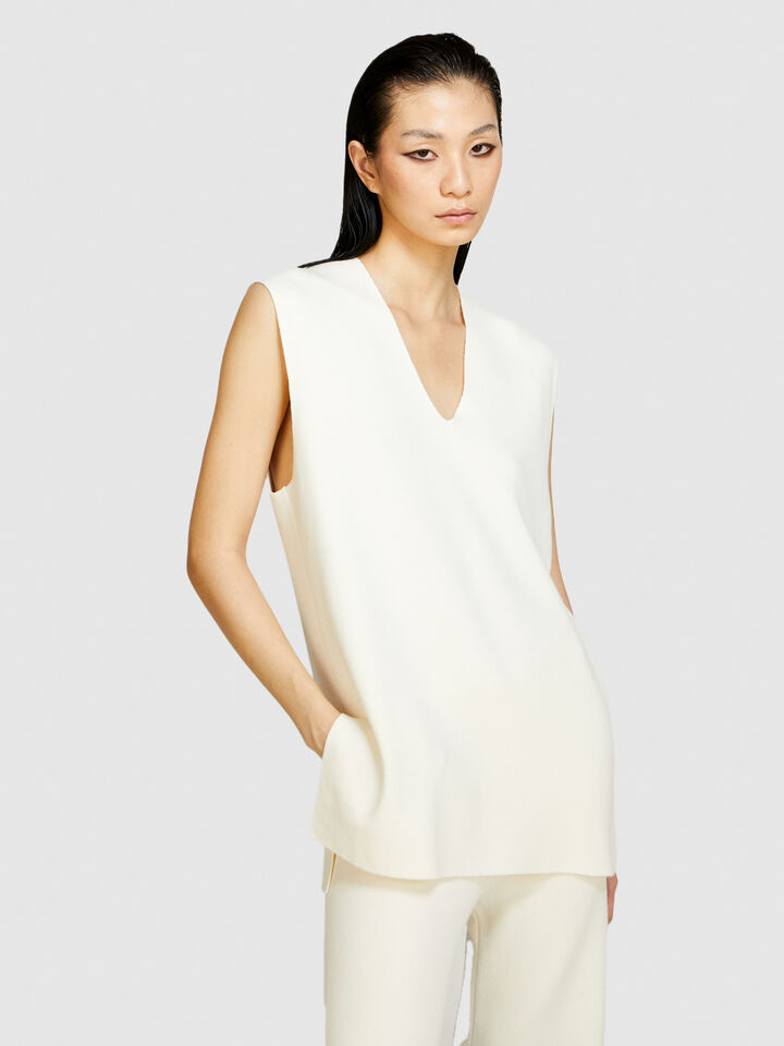 Knit vests - women's vests and sleeveless jackets - Creamy White | Sisley image number 4